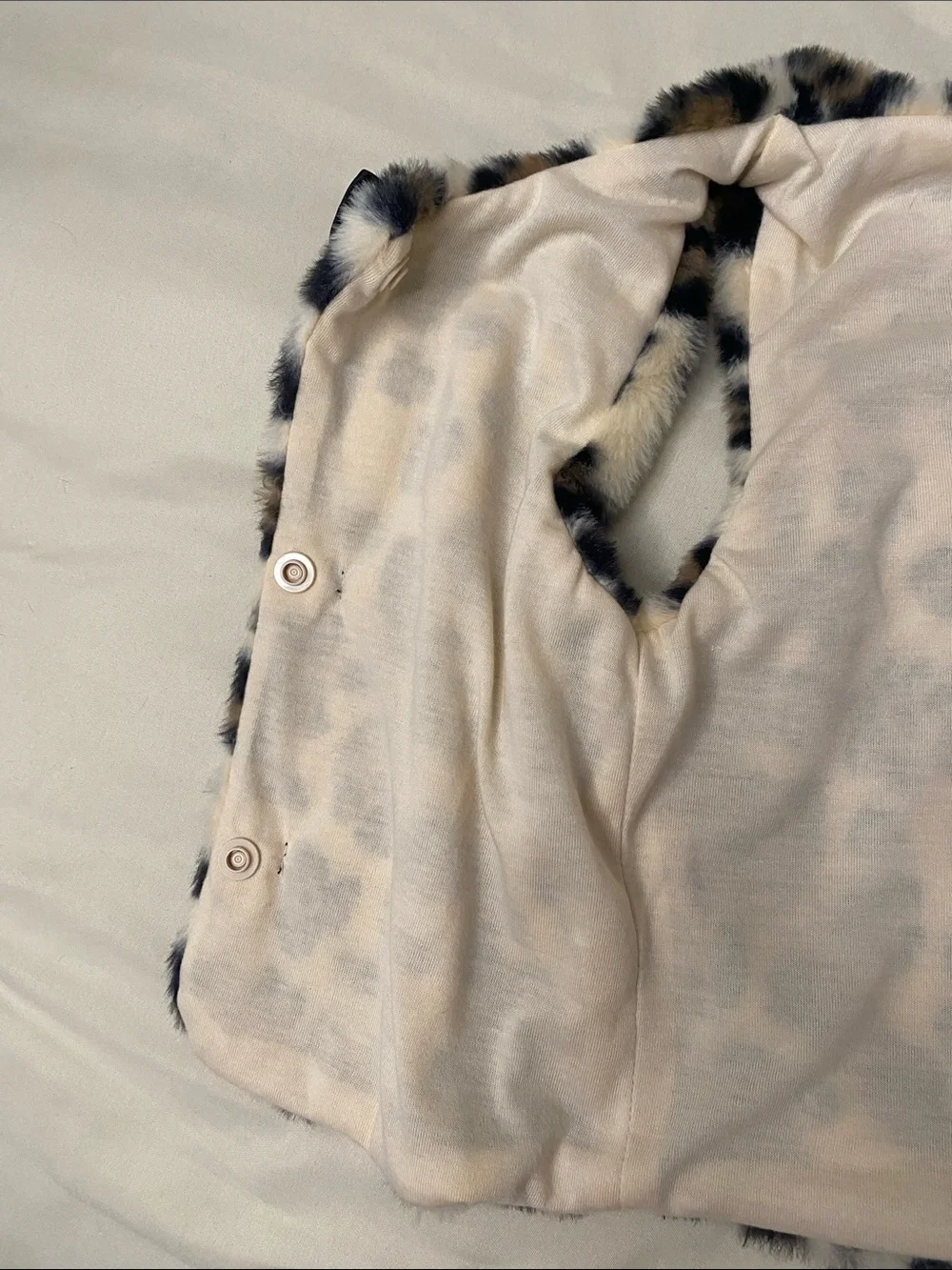 Hello Kitty Faux Fur Leopard Vest - Black, Tan, Cream